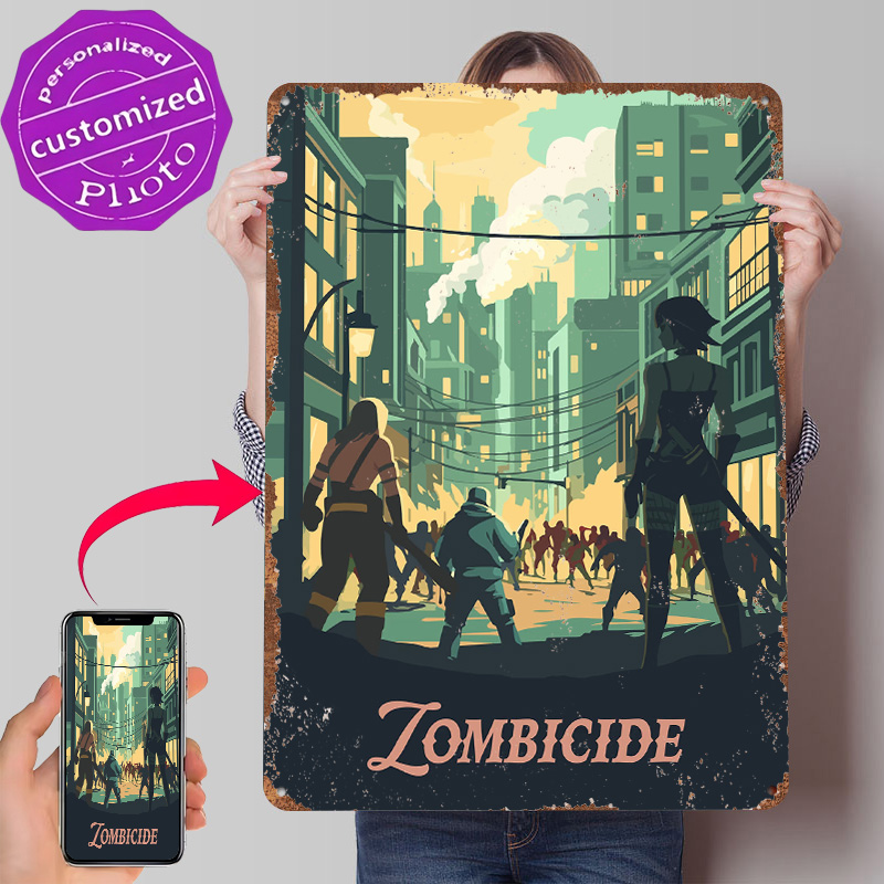 Board Game Zombicide - Póster Metálico Inspirado en el Juego
